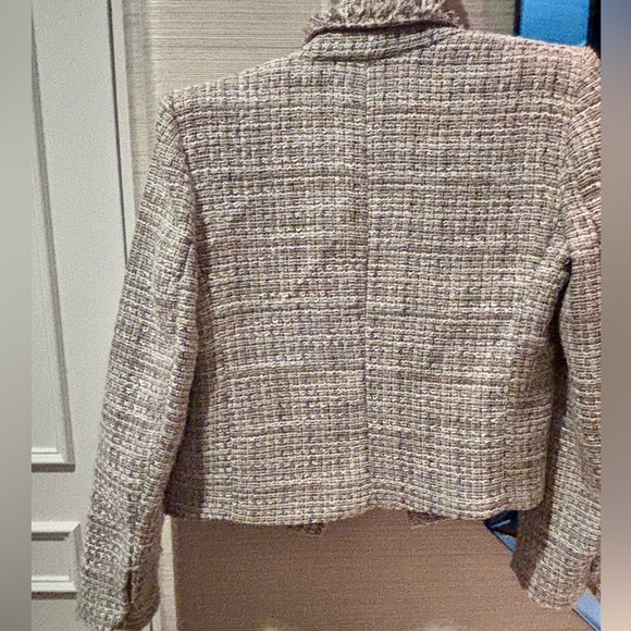 Zara Double Breasted Textured Blazer - Tan, Gray and Cream Size M EUC - Picture 7 of 7
